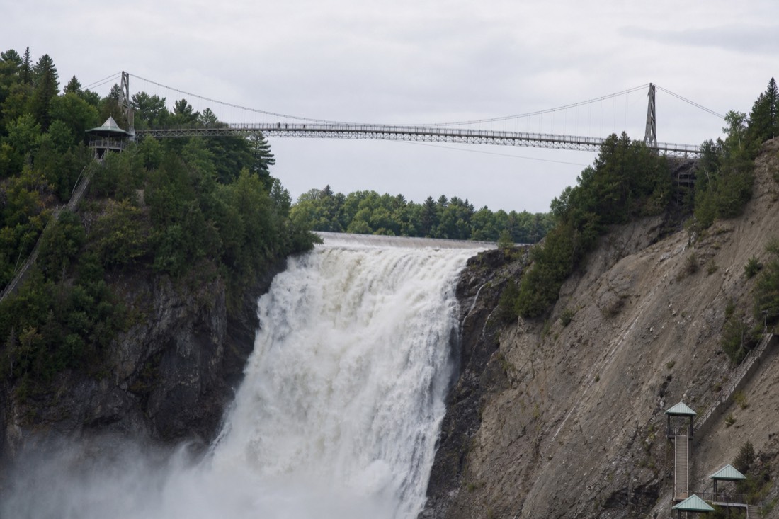 Suspension bridge crossing above Montmorency Falls near Quebec City