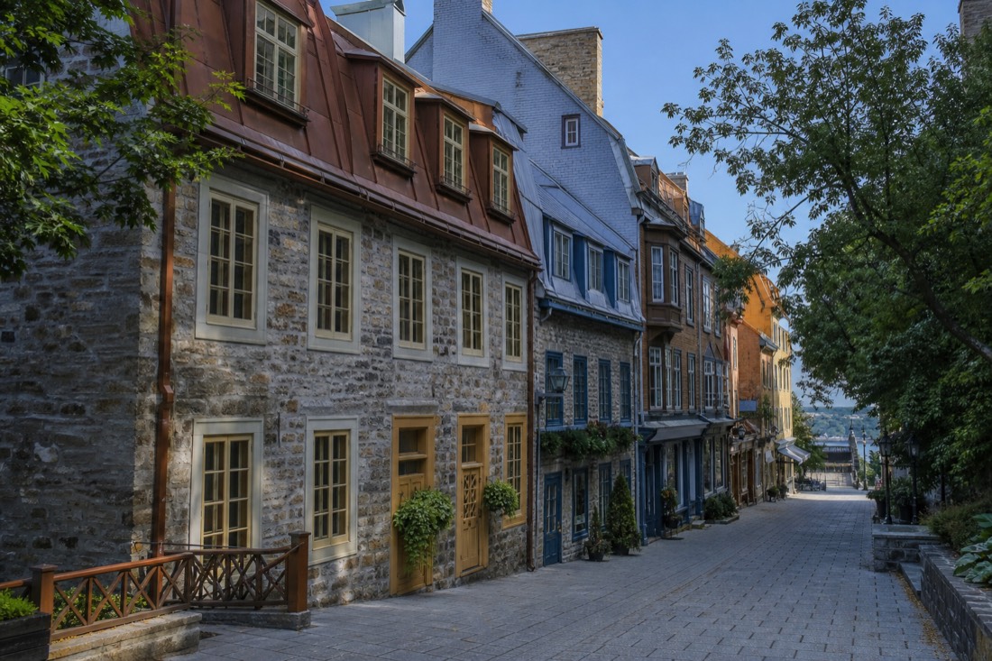 Morning light on Petit Champlain shops during a two-day Quebec City visit
